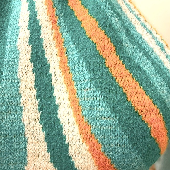 Halter top sweater minidress 60s retro aqua swirl knit, sizes S, M NWT - Picture 5 of 7